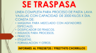 TRASPASO DE LINEA COMPLETA DE LAVAVAJILLAS